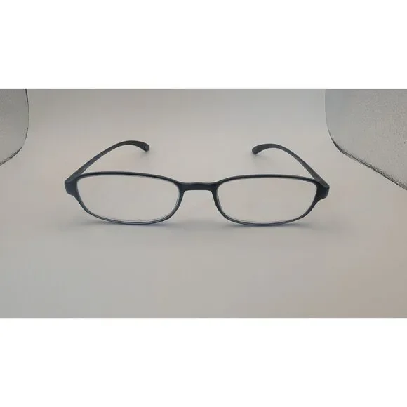 Black Reading Glasses +2.5 Rectangular Frame Plastic Lightweight Readers Unisex - Picture 1 of 4